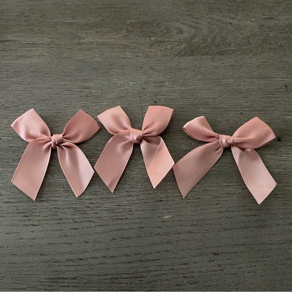 Set of 3 Mini Blush Satin Bows